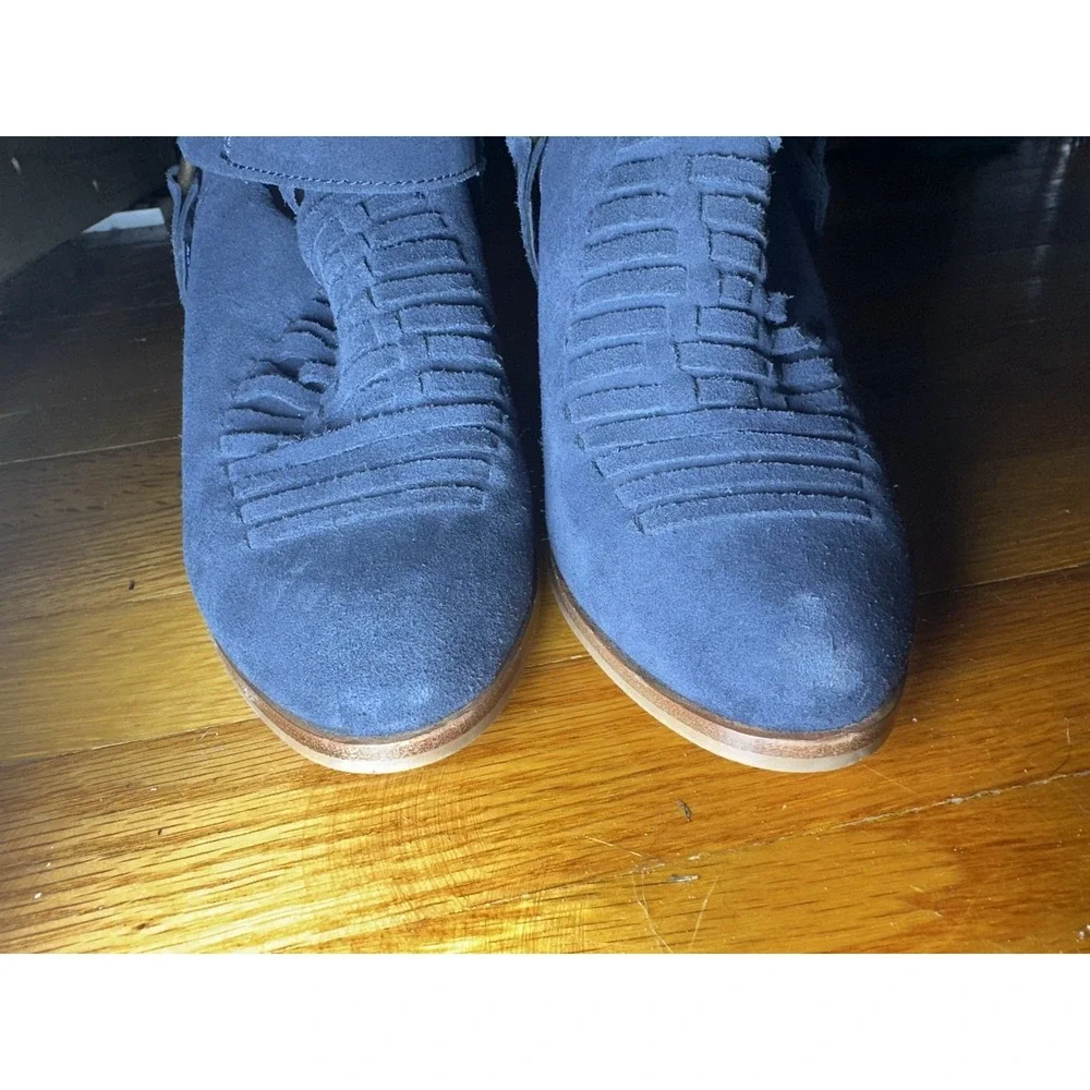 Seychelles Los Angeles Leather Women's Heeled Ankle Boots Size‎ 8 Navy Blue Boho